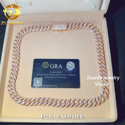 Iced Out Rose Gold Plated Moissanite Cuban Chain