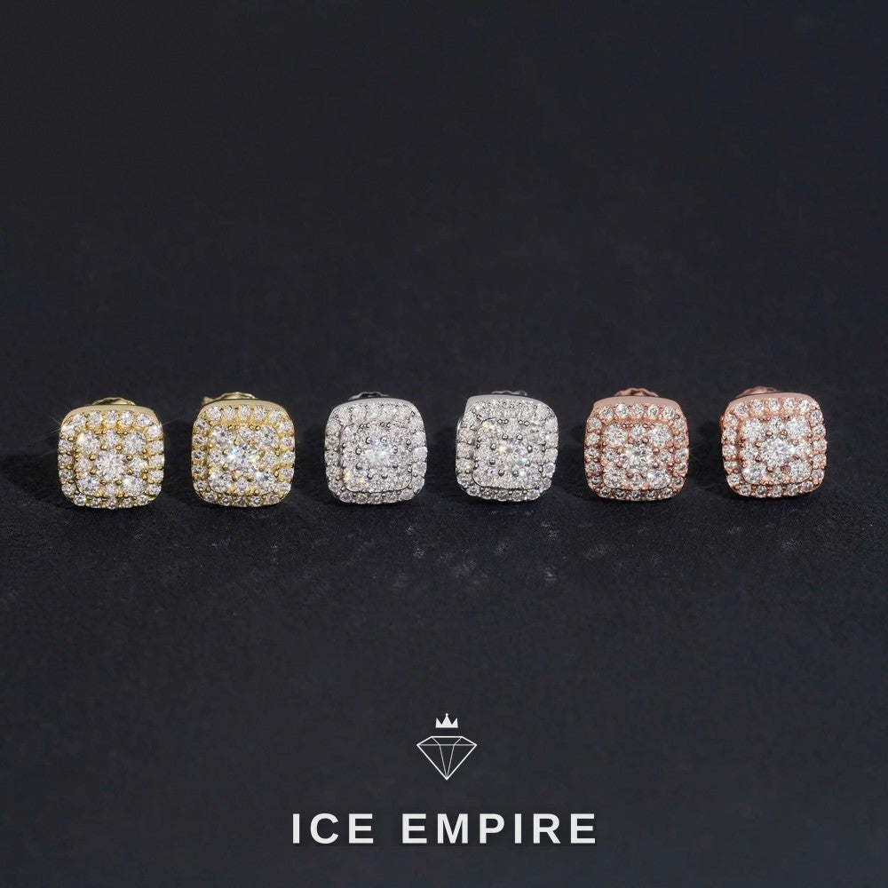 Iced Out 925 Silver Moissanite Stud Earrings