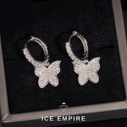 Iced Out 925 Silver Moissanite Hoop Earrings