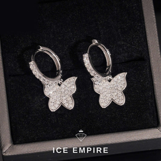 Iced Out 925 Silver Moissanite Hoop Earrings