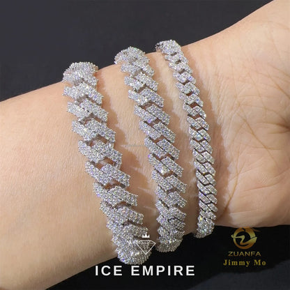 Iced Out 925 Silver Moissanite Cuban Chain