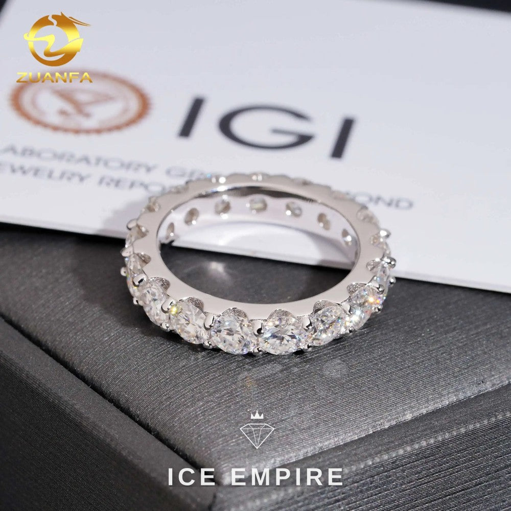 Iced Out 10K Gold Lab Grown Diamond Wedding Band