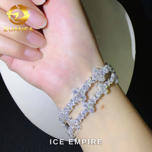 Iced Out Cross 925 Silver Moissanite Tennis Chain