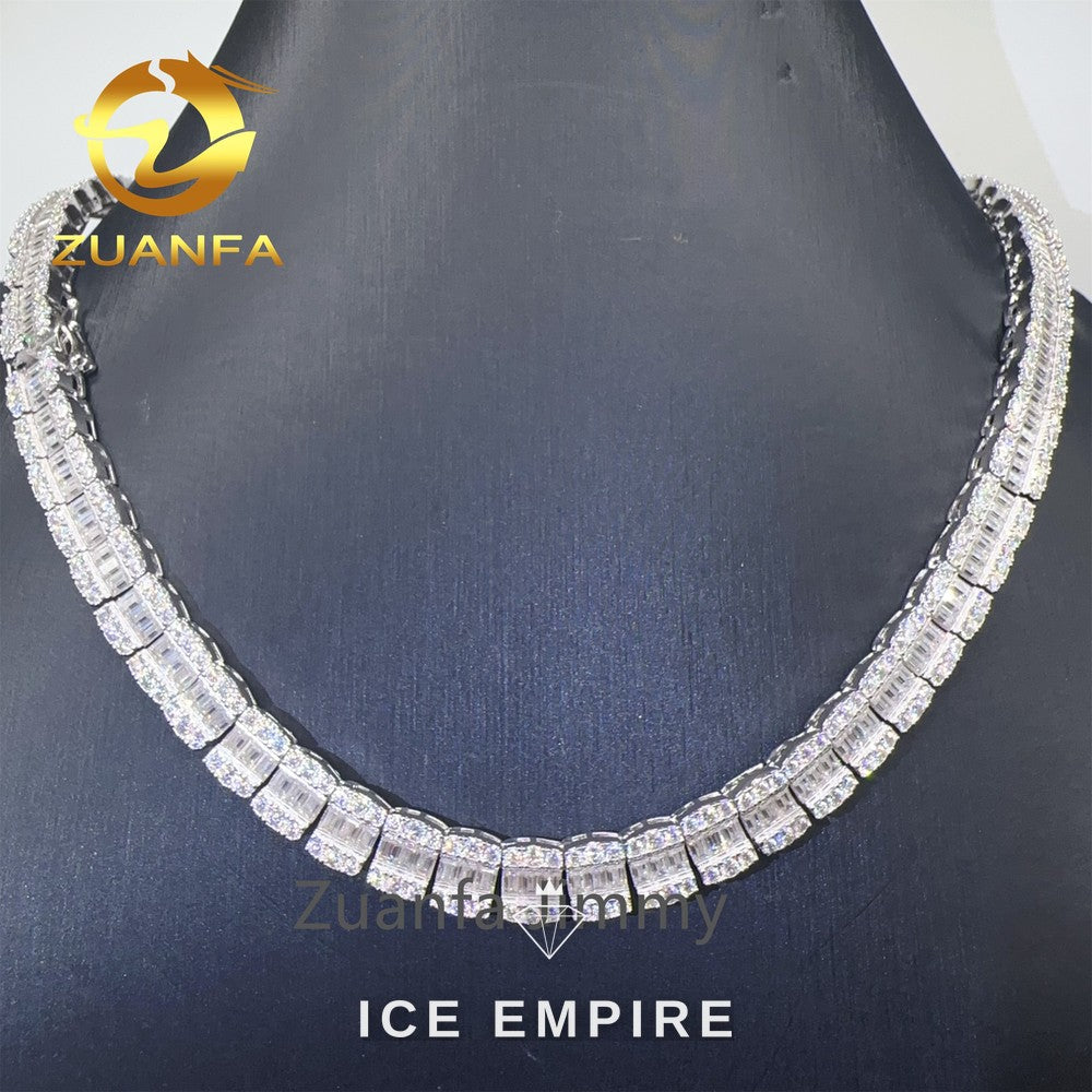 Iced Out Baguette Rose Gold Plated Moissanite Cuban Chain