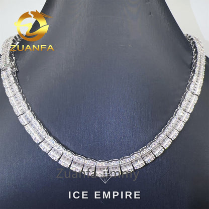Iced Out Baguette Rose Gold Plated Moissanite Cuban Chain