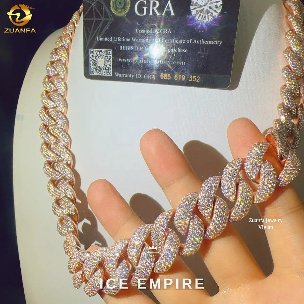 Iced Out Rose Gold Plated Moissanite Cuban Chain
