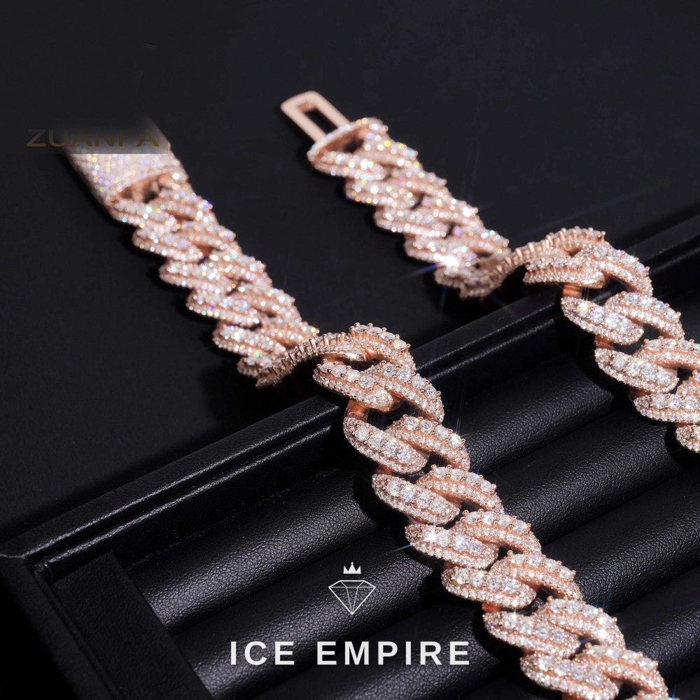 Iced Out Rose Gold Plated Moissanite Cuban Chain