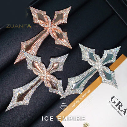 Iced Out Cross 925 Silver Moissanite Pendant