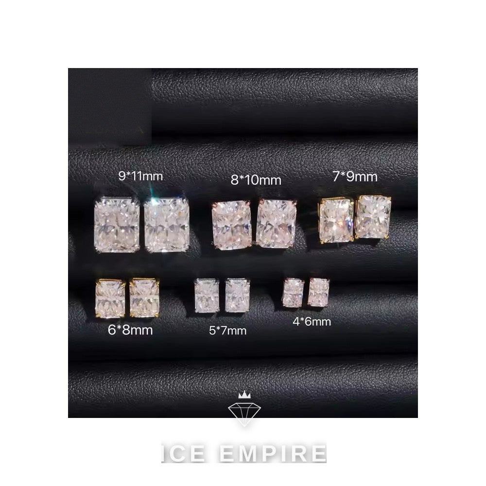 Iced Out 925 Silver Moissanite Stud Earrings
