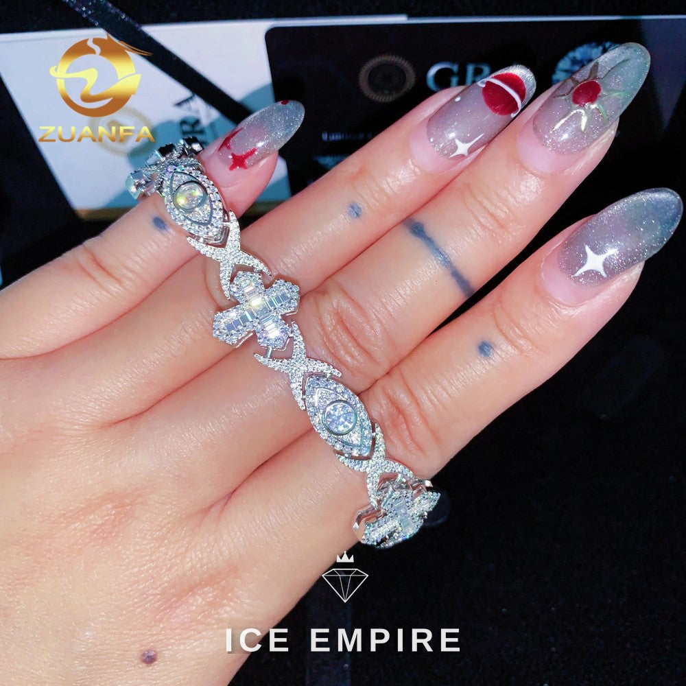 Iced Out Baguette Rose Gold Plated Moissanite Cuban Chain