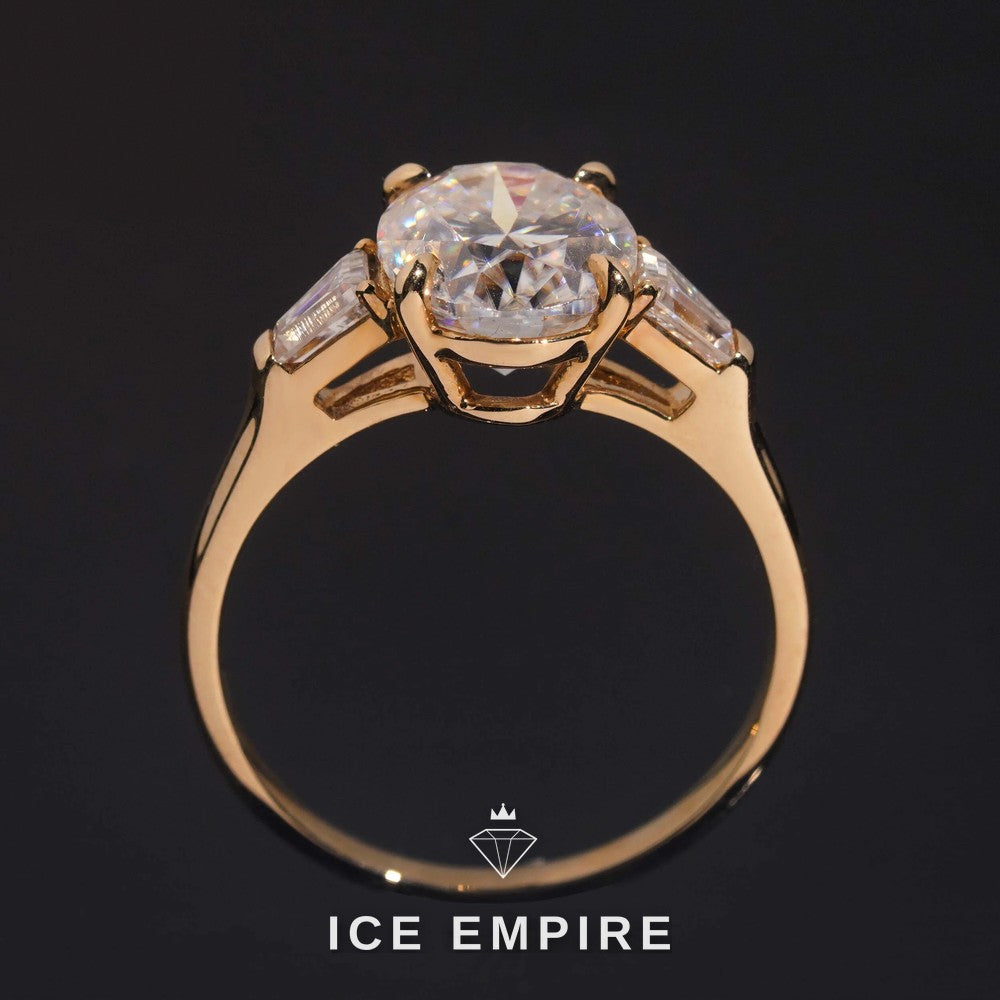 Iced Out 14K Gold Moissanite Engagement Ring
