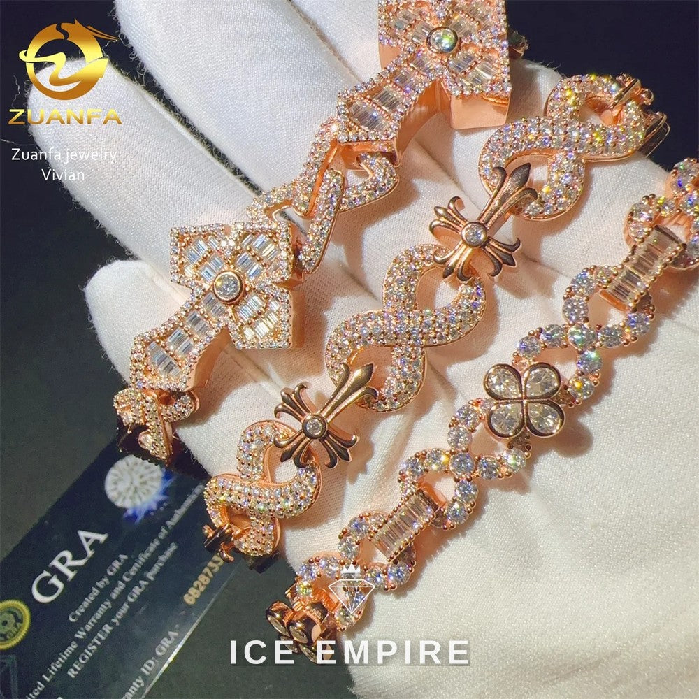 Iced Out Rose Gold Plated Moissanite Cuban Chain