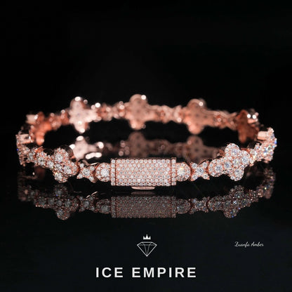 Iced Out Cross Rose Gold Plated Lab Grown Diamond Tennis Chain