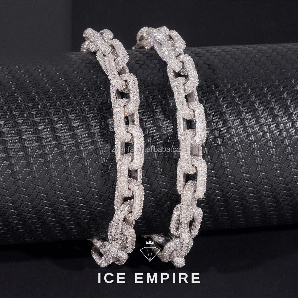 Iced Out 925 Silver Moissanite Cuban Chain