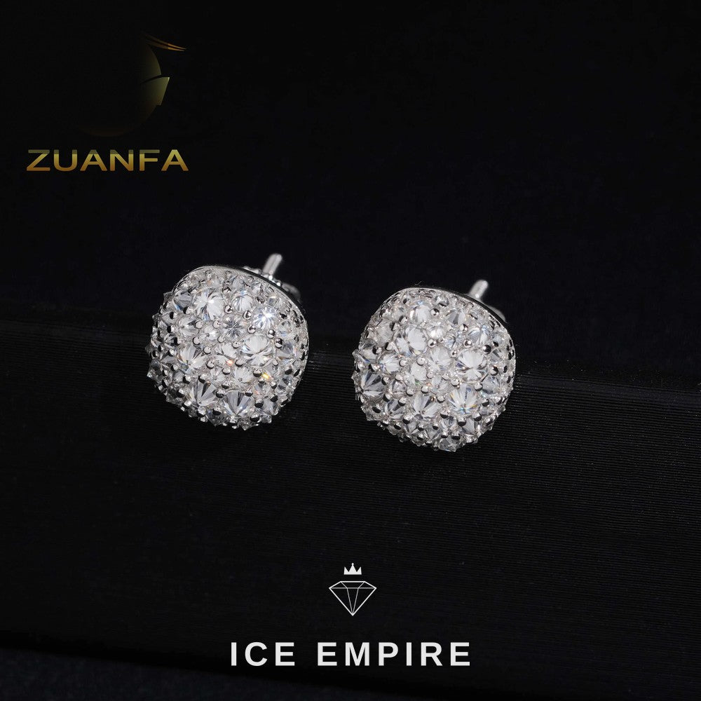 Iced Out 925 Silver Moissanite Stud Earrings