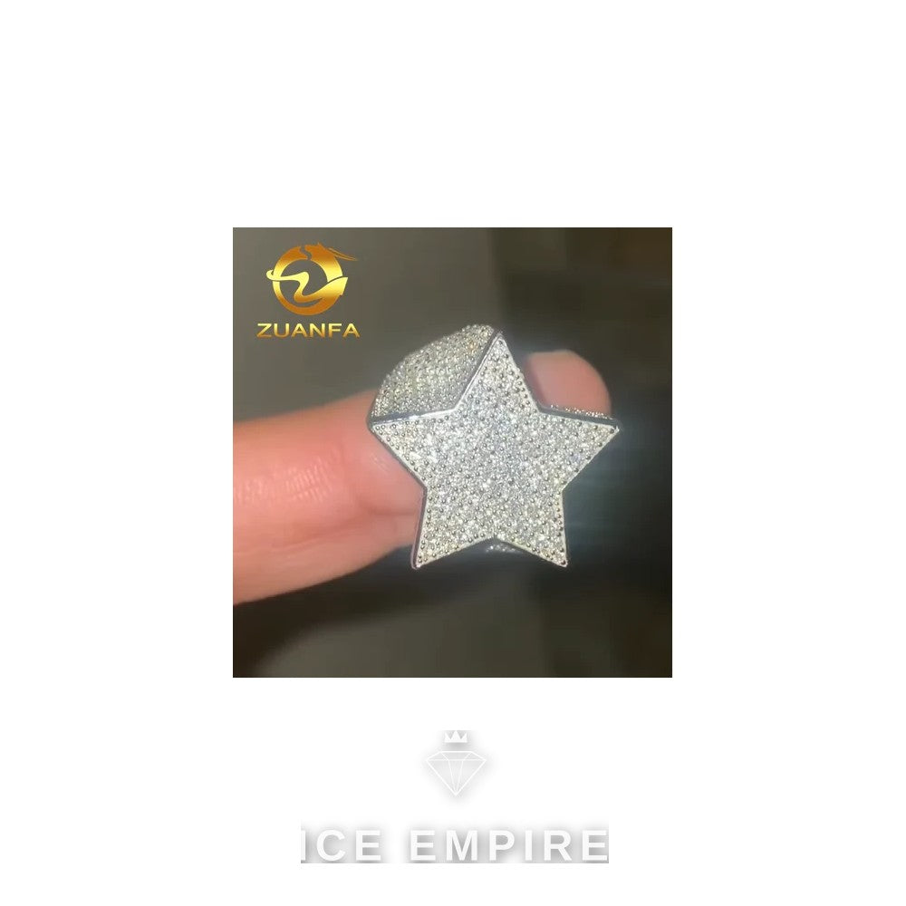 Iced Out 925 Silver Moissanite Ring