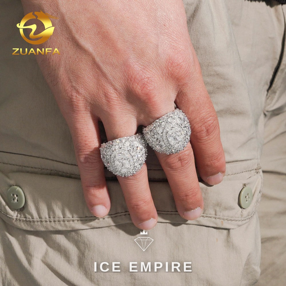 Iced Out Cluster 925 Silver Moissanite Ring