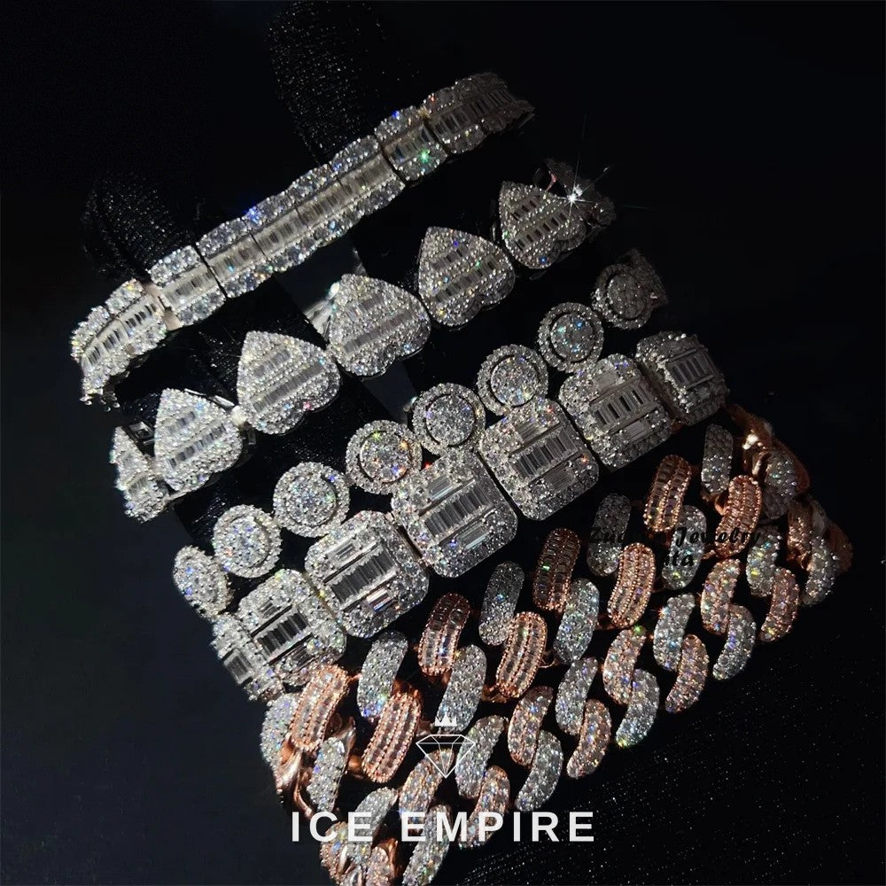 Iced Out 925 Silver Moissanite Cuban Chain
