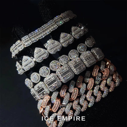 Iced Out 925 Silver Moissanite Cuban Chain