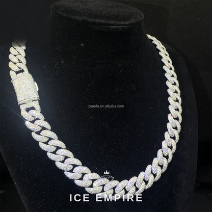 Iced Out 925 Silver Moissanite Cuban Chain
