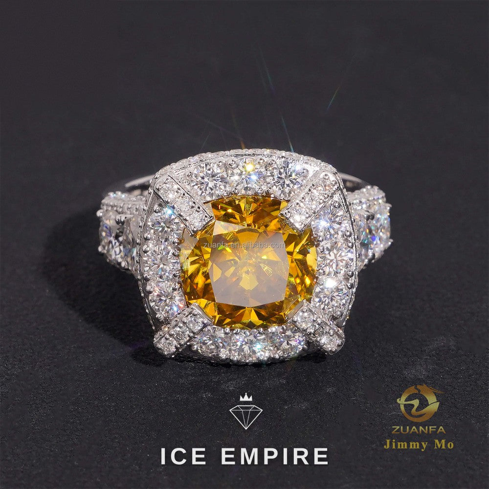 Iced Out Gold Plated Moissanite Wedding Band