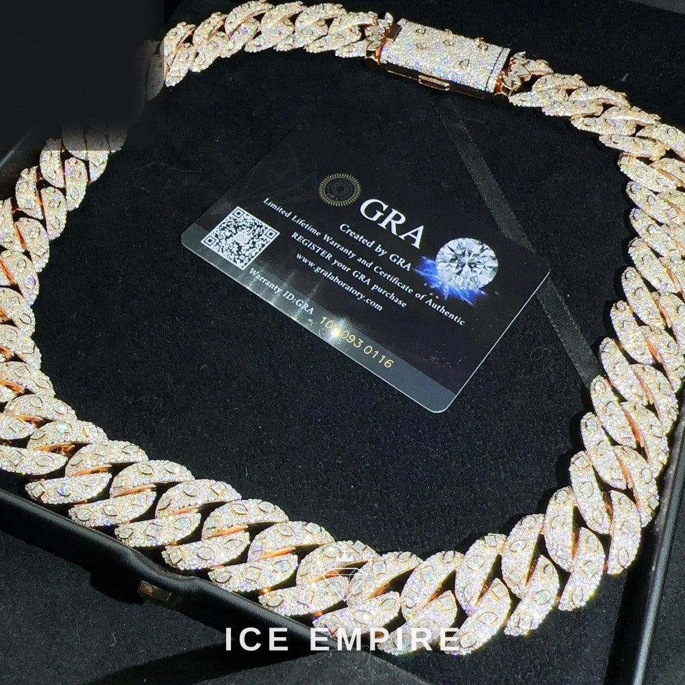 Iced Out Rose Gold Plated Moissanite Cuban Chain
