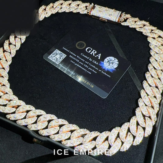 Iced Out Rose Gold Plated Moissanite Cuban Chain