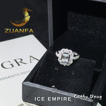 Iced Out 10K Gold Moissanite Engagement Ring