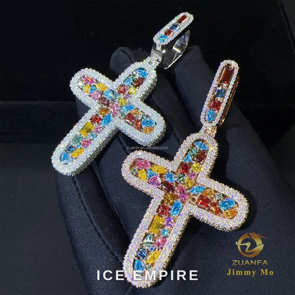 Iced Out Cross 925 Silver Pendant