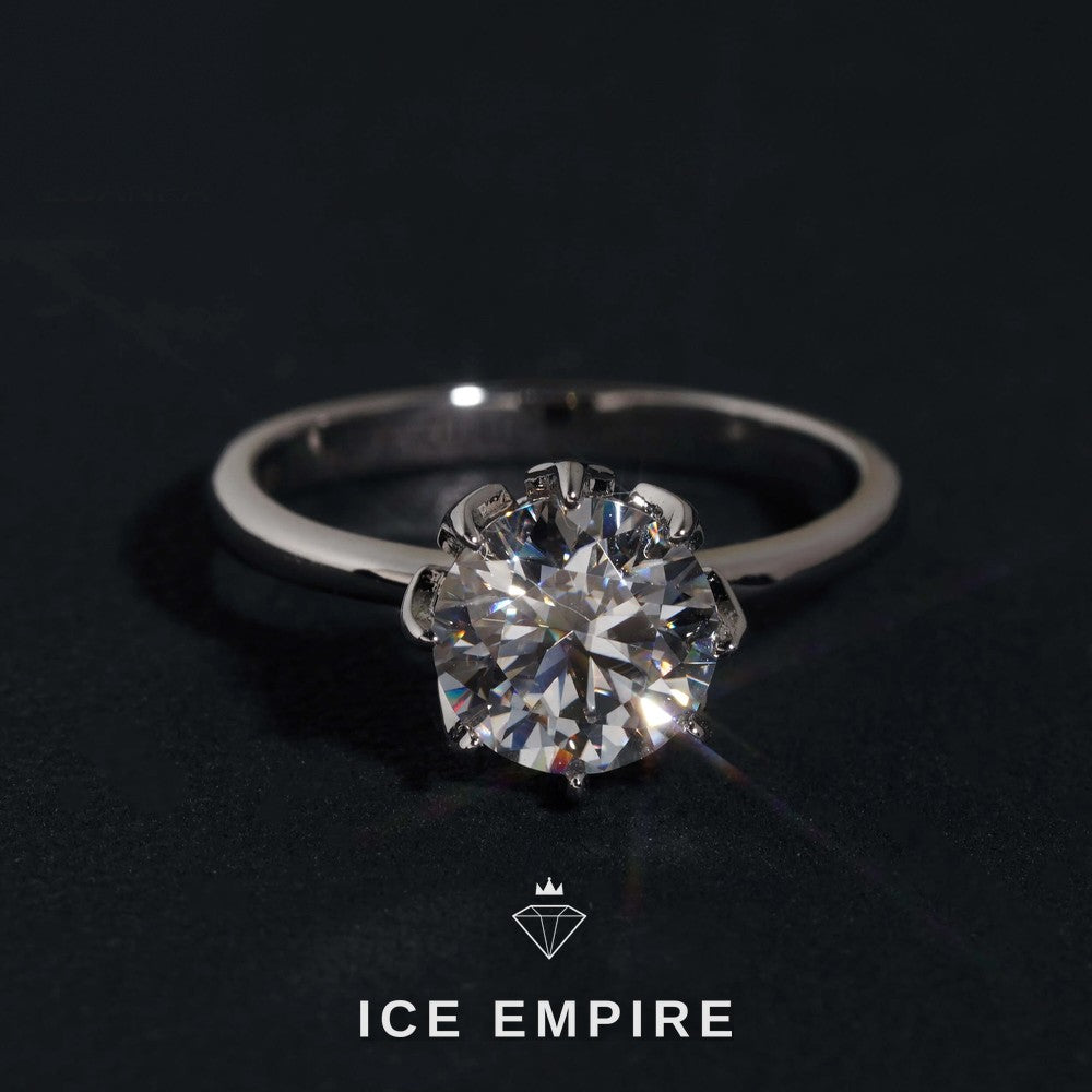 Iced Out 925 Silver Moissanite Engagement Ring
