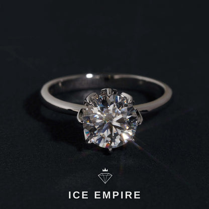 Iced Out 925 Silver Moissanite Engagement Ring