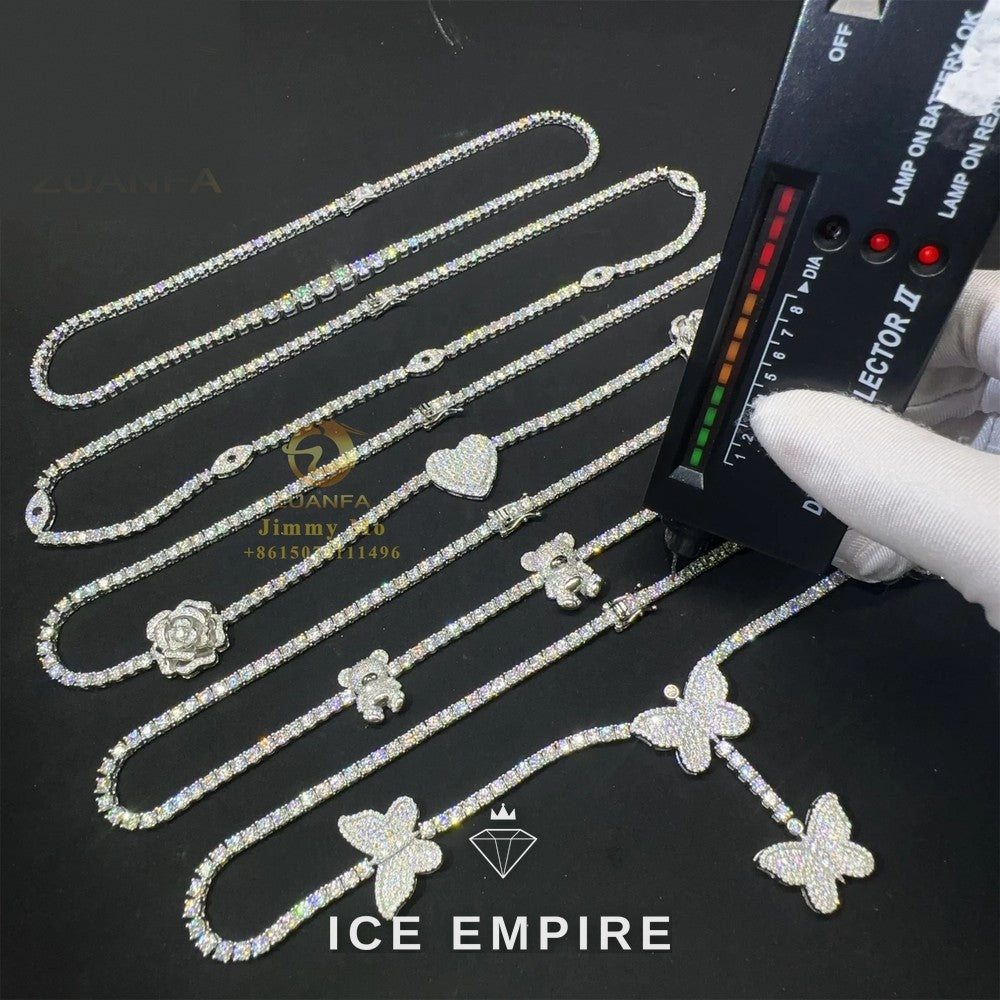 Iced Out Heart Rose Gold Moissanite Cuban Chain