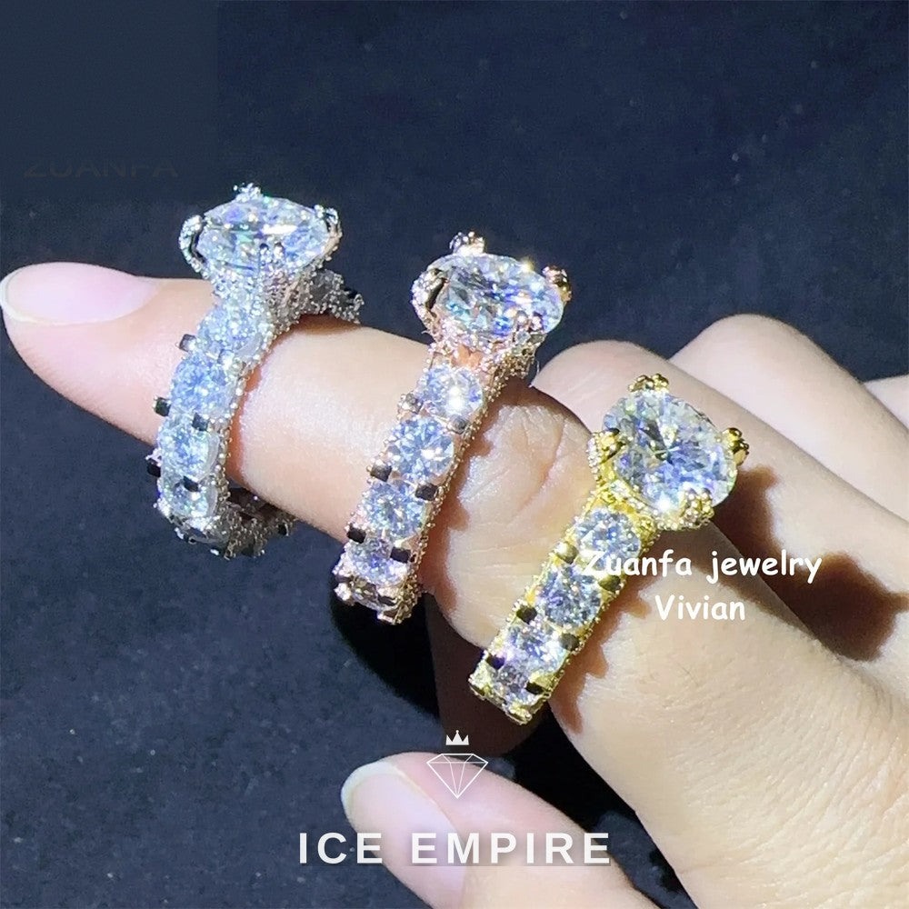 Iced Out Rose Gold Plated Moissanite Ring