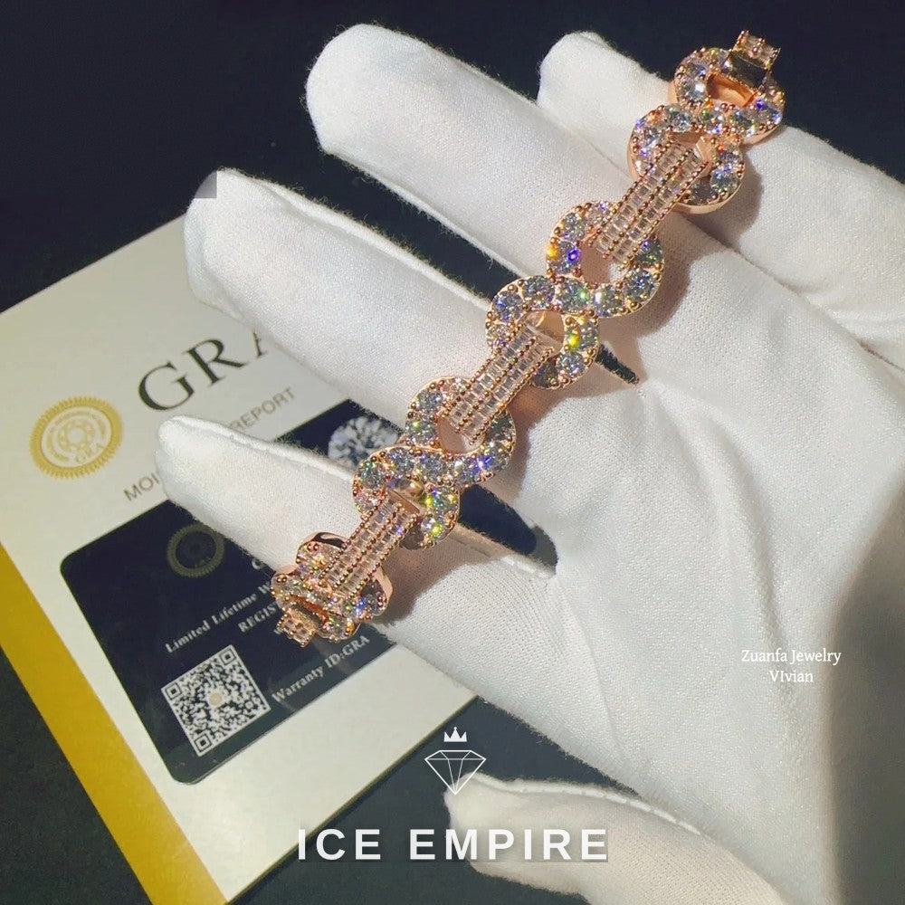 Iced Out Rose Gold Plated Moissanite Cuban Chain