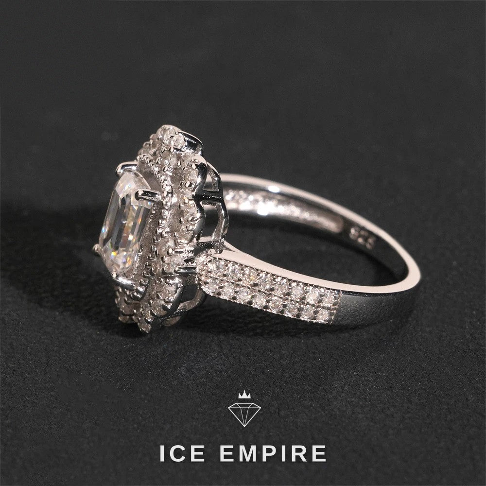 Iced Out Cluster Gold Plated Moissanite Wedding Band