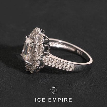 Iced Out Cluster Gold Plated Moissanite Wedding Band