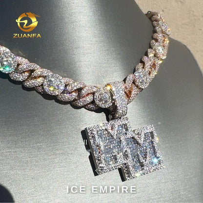 Iced Out Baguette 925 Silver Pendant