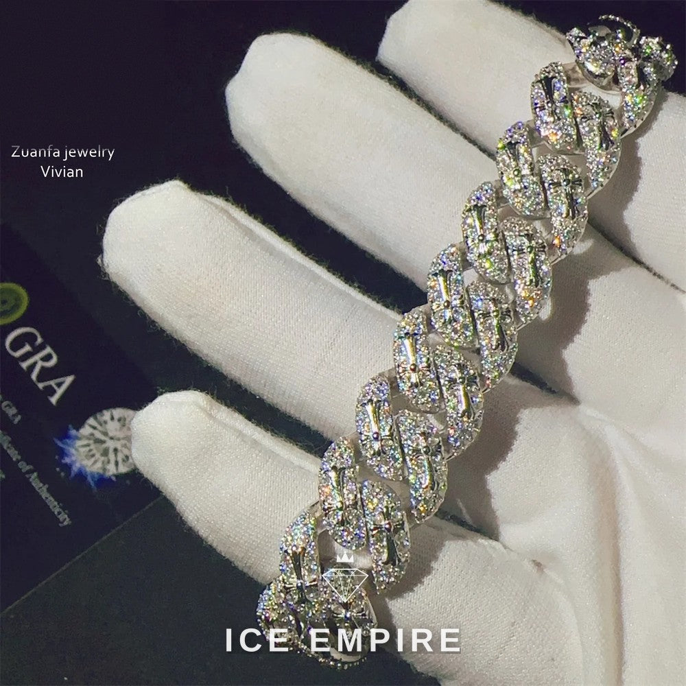 Iced Out 925 Silver Moissanite Cuban Chain