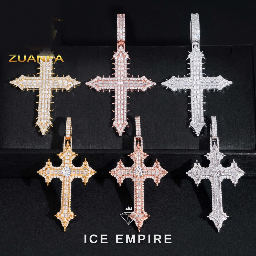 Iced Out Cross 925 Silver Pendant