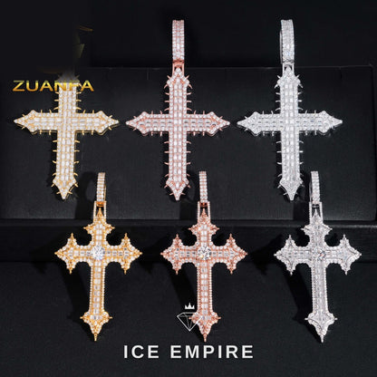 Iced Out Cross 925 Silver Pendant