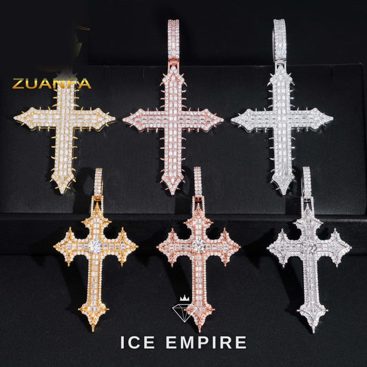 Iced Out Cross 925 Silver Pendant