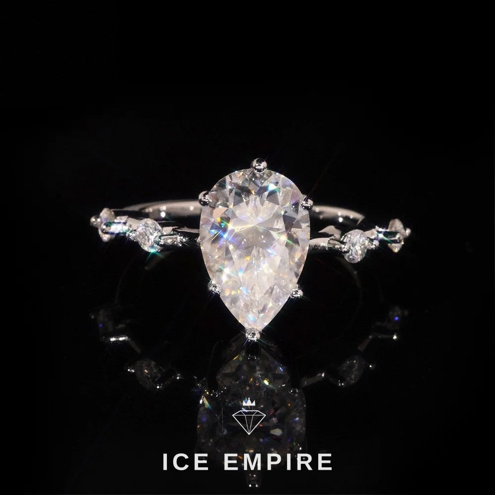 Iced Out 925 Silver Moissanite Engagement Ring