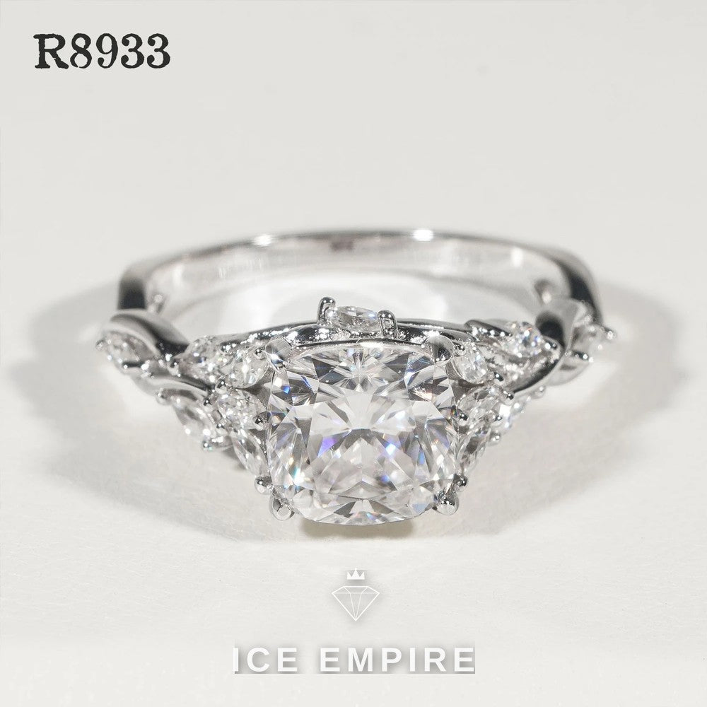 Iced Out 925 Silver Moissanite Engagement Ring
