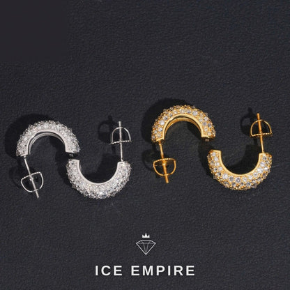 Iced Out Rose Gold Plated Moissanite Hoop Earrings