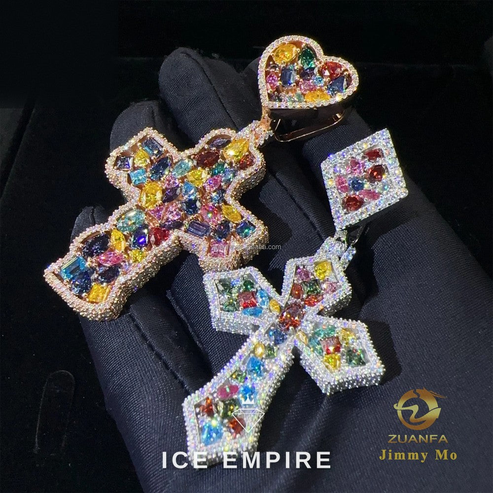 Iced Out Cross 925 Silver Pendant