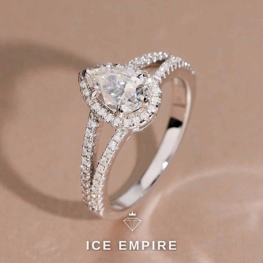 Iced Out 925 Silver Moissanite Engagement Ring