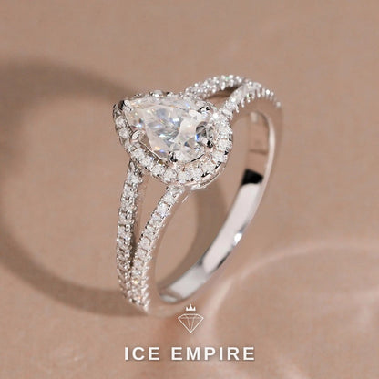 Iced Out 925 Silver Moissanite Engagement Ring