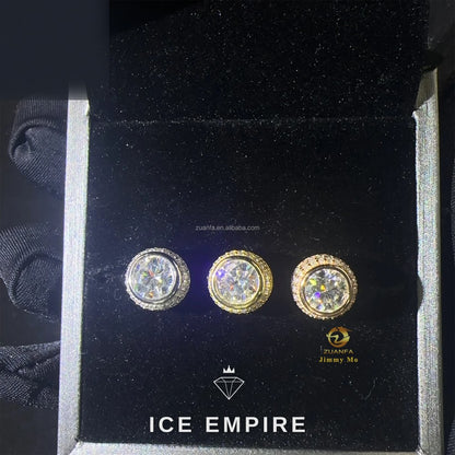 Iced Out Rose Gold Plated Moissanite Stud Earrings