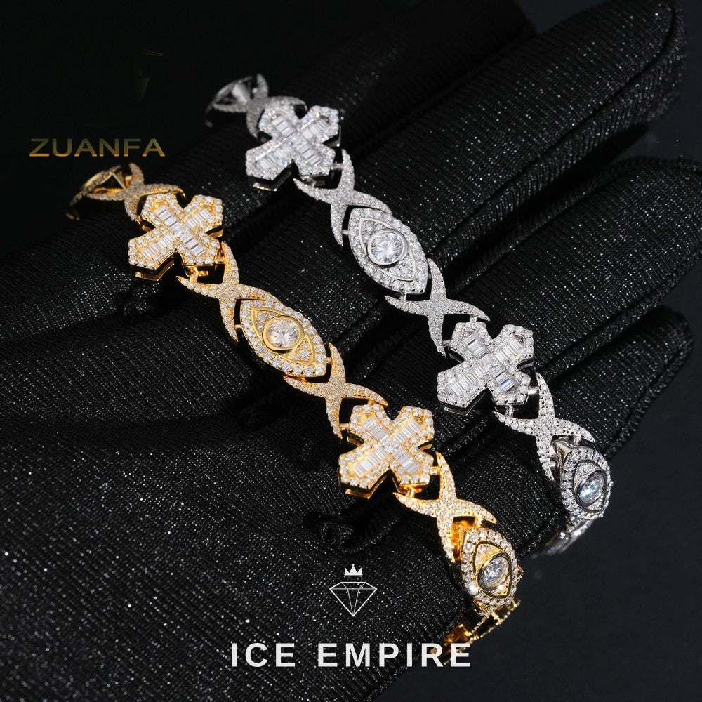 Iced Out Cross Rose Gold Plated Moissanite Cuban Chain