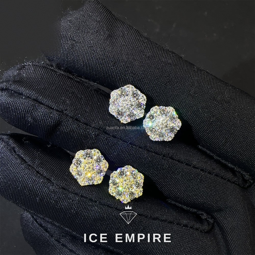 Iced Out Rose Gold Plated Moissanite Stud Earrings